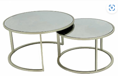 set of 2 mirrored coffee tables