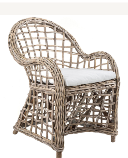 Wicker armchair with cushion