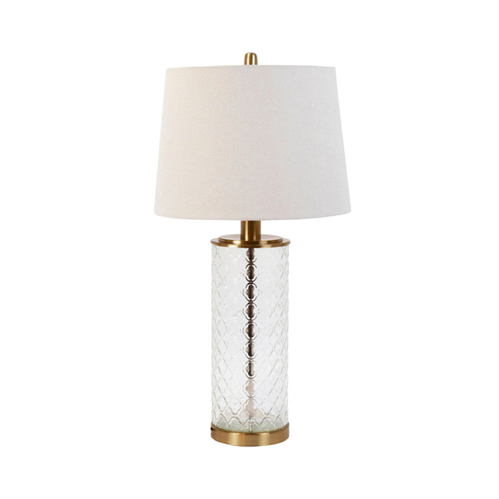 Brass Lamp with Etched Glass
