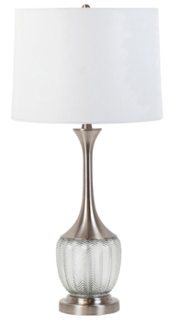 silver lamp with white shade